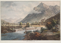 KG 01275
<br/>
Gezicht op kasteel van Wimmis
<br/>
<em>Aberli, Johann Ludwig (1723-1786)</em>